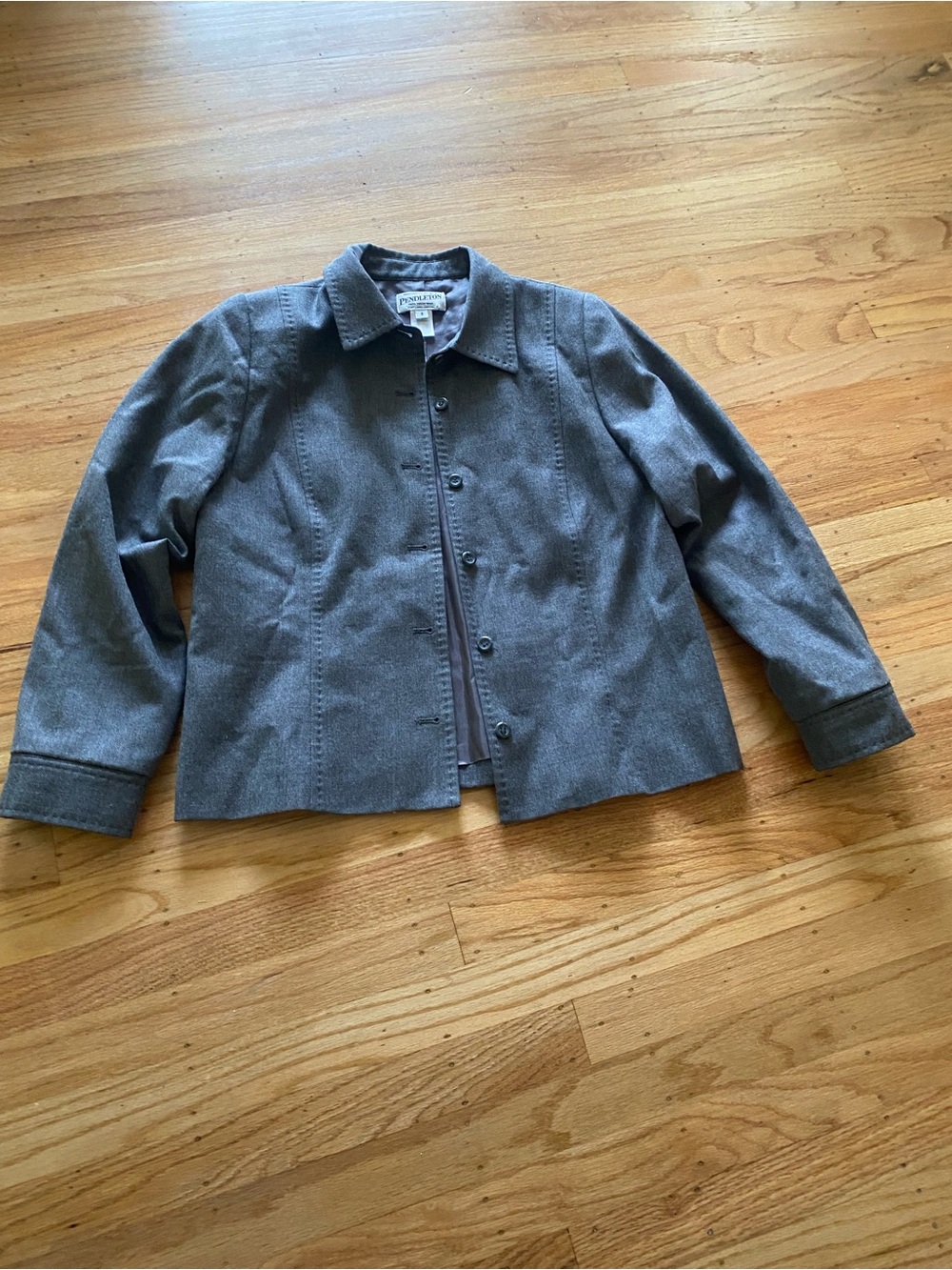 Vintage Pendleton Gray Wool Button-Front Jacket Sz 8